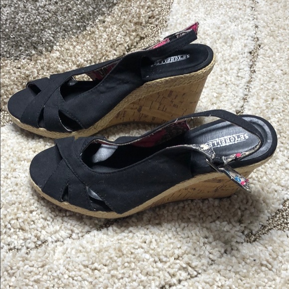 Seychelles | Shoes | Seychelles Black Peeptoe Slingback Wedge | Poshmark